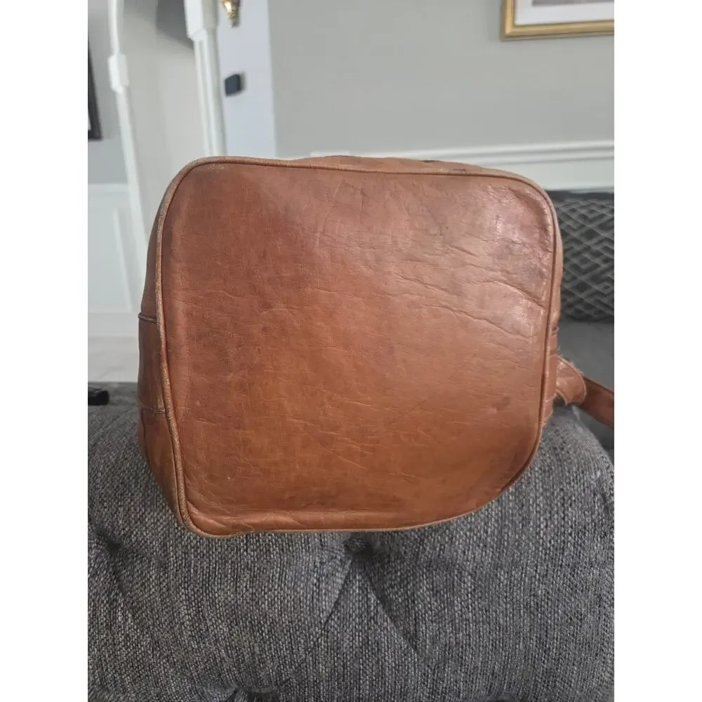 Vintage Columbian Brown Camel Tan Leather Convertible Bag Slouchy Backpack Boho